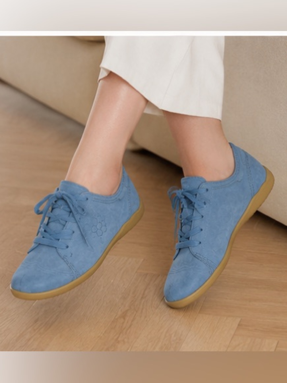 Vivo Barefoot Blue Leather Lace-Up Minimalist Sneakers